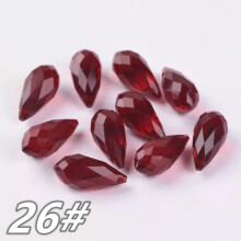 Tropfenförmig facettiertes Kristallglas 12x6mm 16x8mm 20x10mm 25x12mm Lose Anhängerperlen - 26# Tiefrot - 16x8mm (20 Stück)