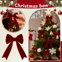Velvet 3D Bows, 12 Pack Red Flannel Bowknots With Long Streamers For Christmas Tree Decor, Holiday Wreaths, Gift Wrapping, Home Party Decoration