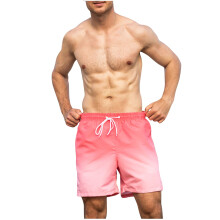 Plus Size Men's Quick-Dry Hawaiian Beach Shorts, Elastic Waist, Pockets & Liner, Watermelon Red, Size 2XL, Compatible with Swim Use