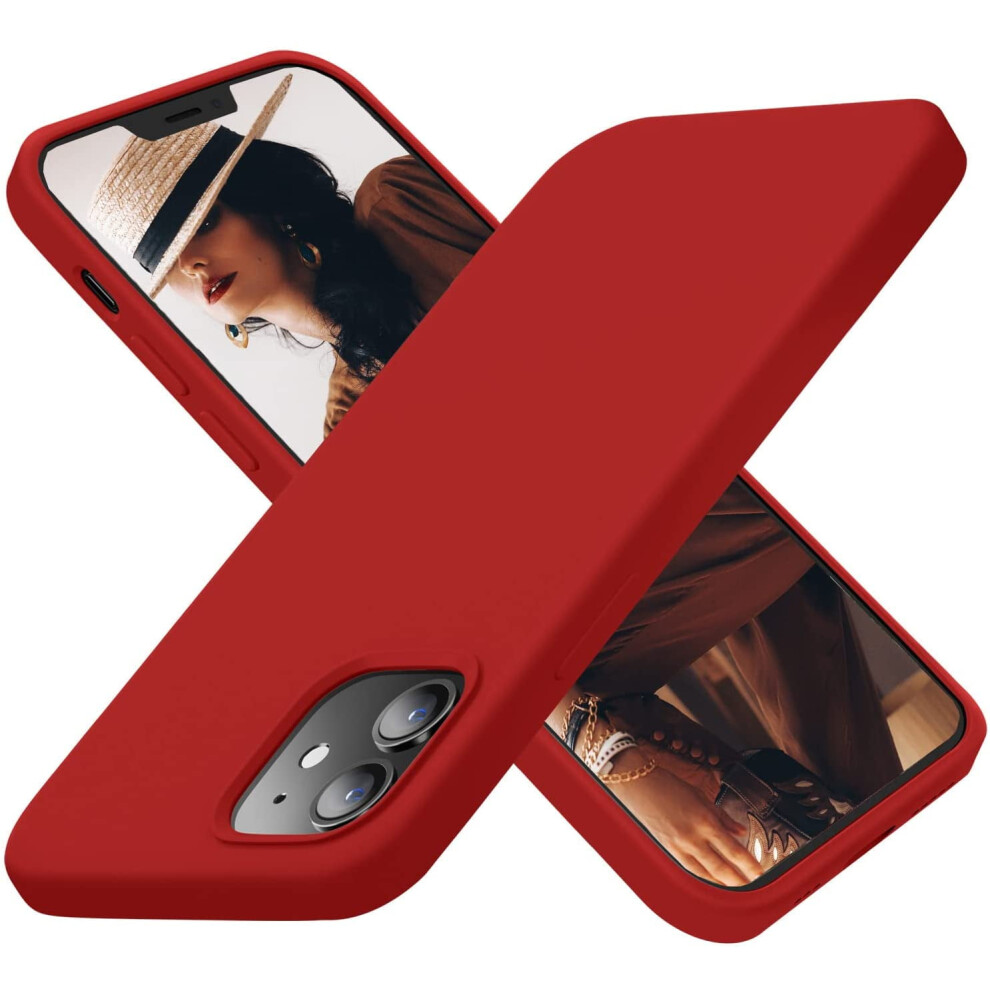 Silicone Shockproof Iphone 12 & Iphone 12 Pro Case (6.1"), Soft Anti-Scratch Microfiber Lining, Deep Red 9455834328157
