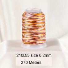 One Spool Variegated Polyester Sewing Embroidery Thread String 210D/3-8#