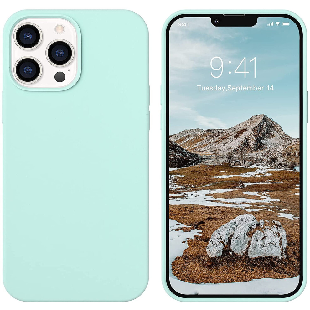 Compatible With Iphone 13 Pro Max Case Â Slim Liquid Silicone, Anti-Scratch, Shockproof, Soft Microfiber Lining, Mint Green 9455834326443