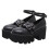 Sapatos retrô de bico redondo e salto grosso, estilo antigo, 1 par, 24 cm (9,432 polegadas) 5
