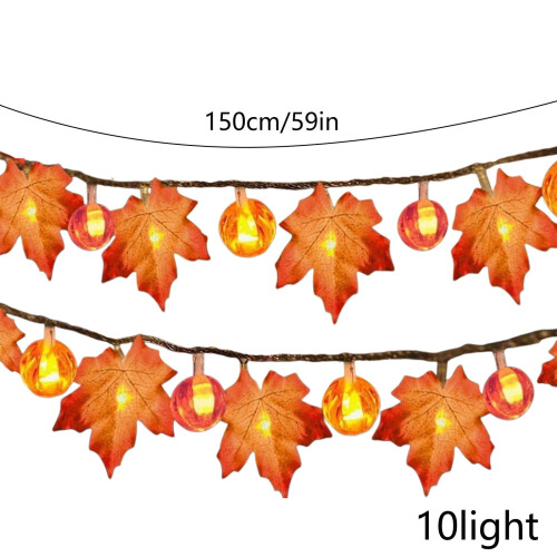 Fall Garland with Pumpkin Lights and Maple Leaves 59 in 2