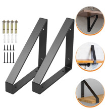 Suporte de canto em L para prateleira, 2 peças, para montagem na parede, preto.