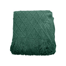 Nordic Minimalist Throw Blanket Dark Green Knitted with