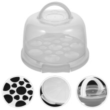 1 Set Portable Cake Carrier with Lid for Food Storage and Transportation Protection Plastic White