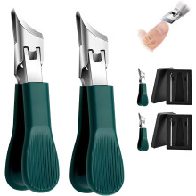 Eagle Beak Beveled Nail Clippers (3 Sets), Wide Jaw Anti-Splash Trimmer, Slanted Ingrown Toenail Clippers for Thick Nails – Manicure Set (Green,