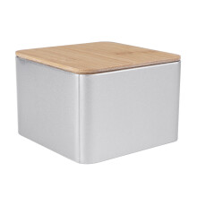 Worgeous2Pcs Caixa de Lata com Tampa de Bambu, Potes de Biscoito Vazios, Recipiente Quadrado