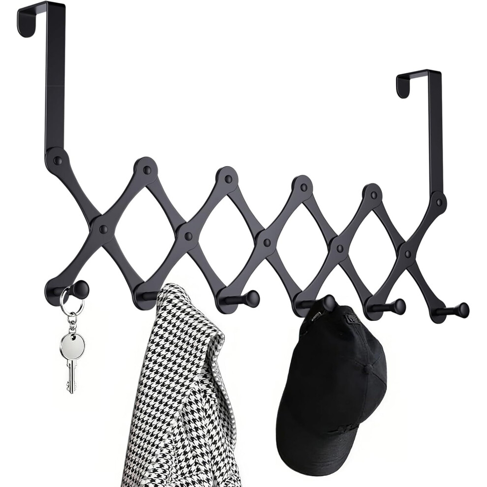 Heavy Duty Over-The-Door Hook Rack Â No Drill, For Towels, Robes, Bags, Coats (Black) Â Compatible With Standard Doors 9405492441569