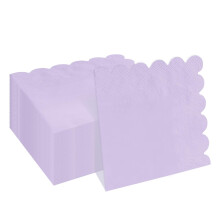 100 Pieces 2-Ply Light Blue Scalloped Napkins Folded 5 x 5 inch Disposable Cocktail Napkins Paper Napkins