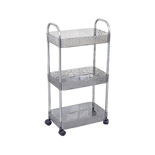 Multi-Layer Transparent Plastic Storage Rack with Movable Trolley – Kitchen, Bathroom & Living Room Organization Solution