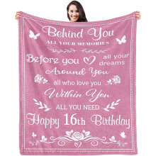 Cadeaux d'anniversaire Sweet16 pour filles – Couverture unique pour un 16e anniversaire (101 x 127 cm), idéale pour les adolescentes, les filles