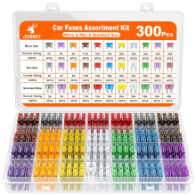 300Pcs Car Fuse Kit: 160 Mini, 90 Standard, 50 Micro Fuses (2A-40A) + Puller – Compatible with Car/RV/Truck/Motorcycle