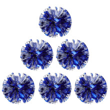 Worgeous Blue Plastic Cheerleading Pom Poms for Playing Durable Reusable Great Gift for Team Spirit 6 Pieces