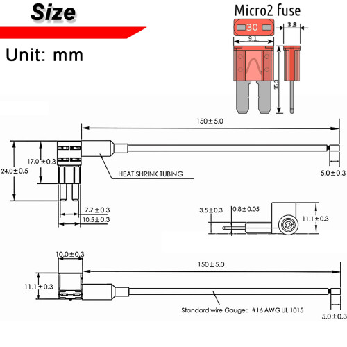 Fuse TAP Adapter Kit 12V 10A Micro2 Blade ATR APT 5 pcs 1