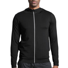 SYMOID Big & Tall Men's Zip-Up Hoodie, Slim Fit Nylon-Spandex, Gym/Running/Outdoor, Full-Zip Athletic Hoodie with Stay-in-Place Cuffs – Black, 3XL