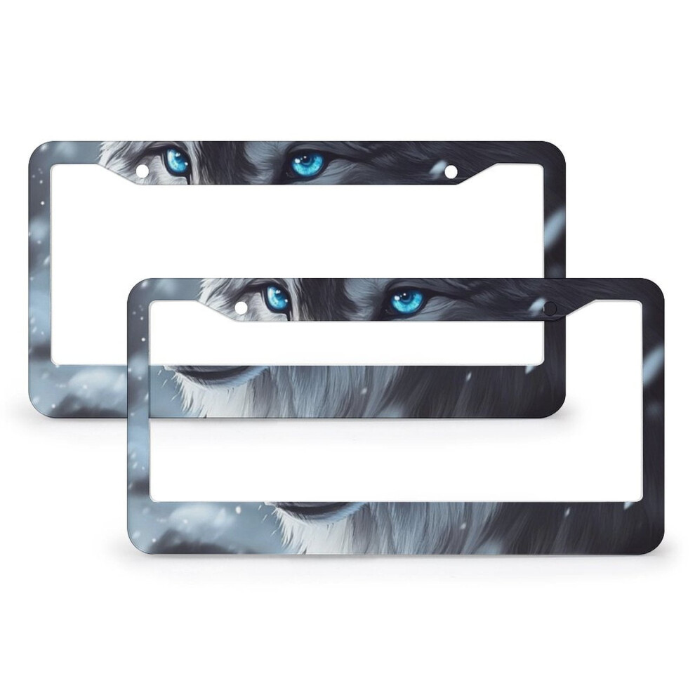 Wolf Eyes License Plate Cover Aluminum 2 Pack Blue 9336866148183