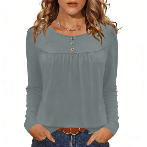 Women's Casual Pullover Top Round Neck Three-Quarter Sleeve 1