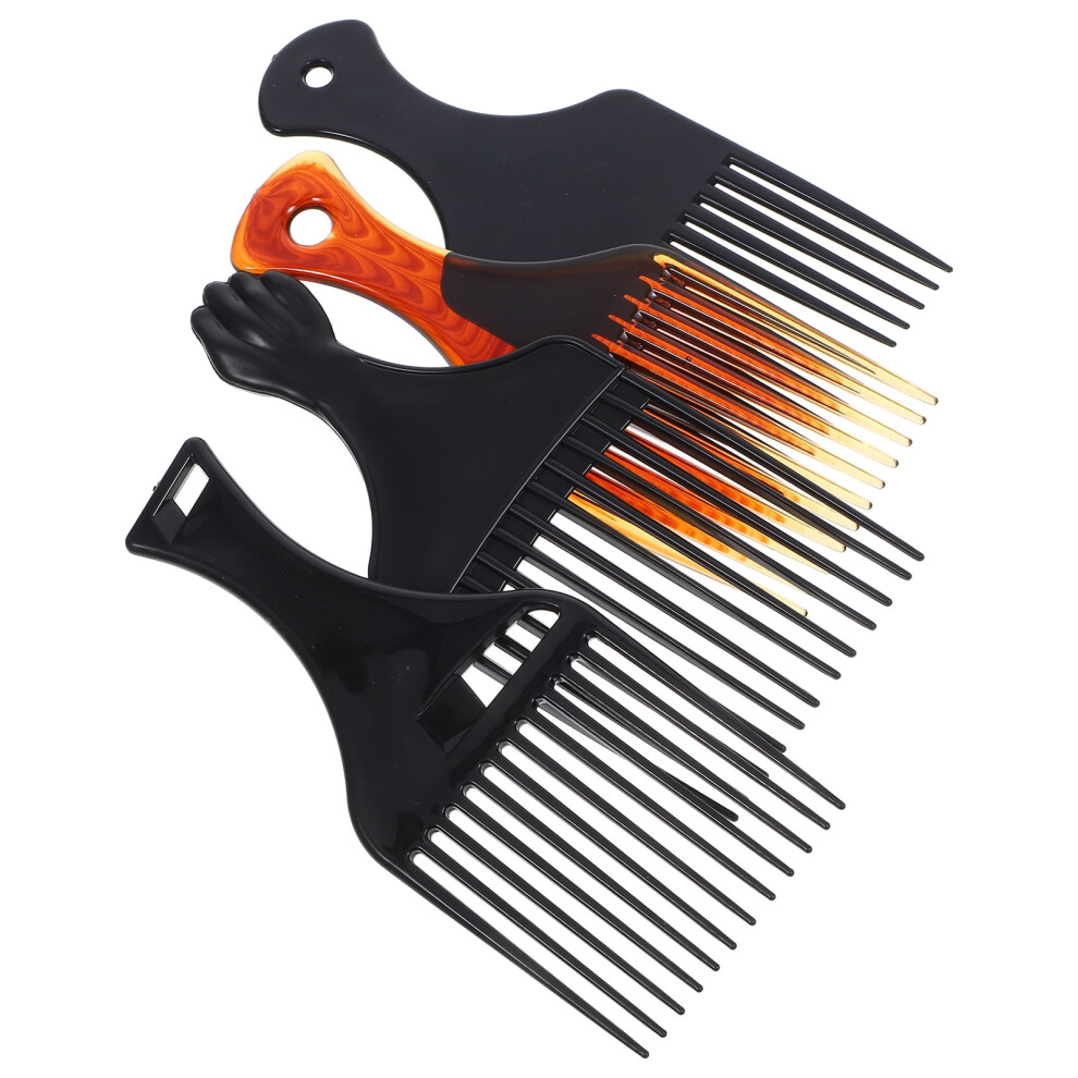 Unisex 4Pcs Multi Function Wide Tooth Afro Lift Pick Comb For Convenient Hair Styling Plastic Comb