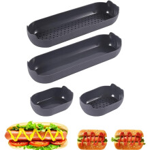 4-Piece Non-Stick Hot Dog Bun Pan, Silicone Loaf Mold, Dishwasher & Oven Safe (Black), Compatible with Standard Ovens