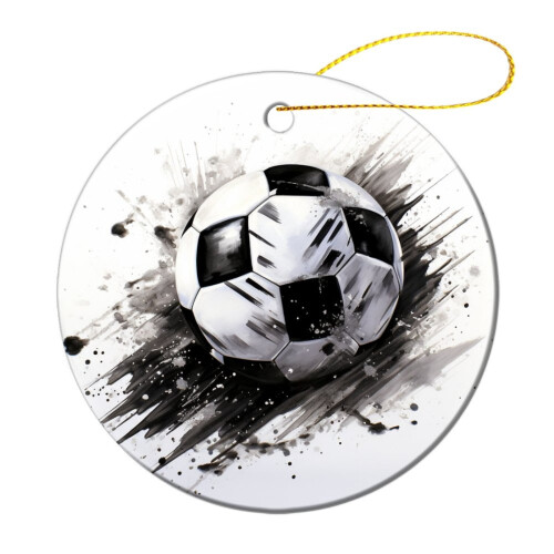 Football Ceramic Ornament Black and White Double-Sided