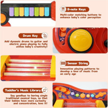 Kids Guitar and Toddler Piano 2 in 1 Guitar for Toddlers 3-5 with Strap Toy Guitar for Beginner Children Kids Gift