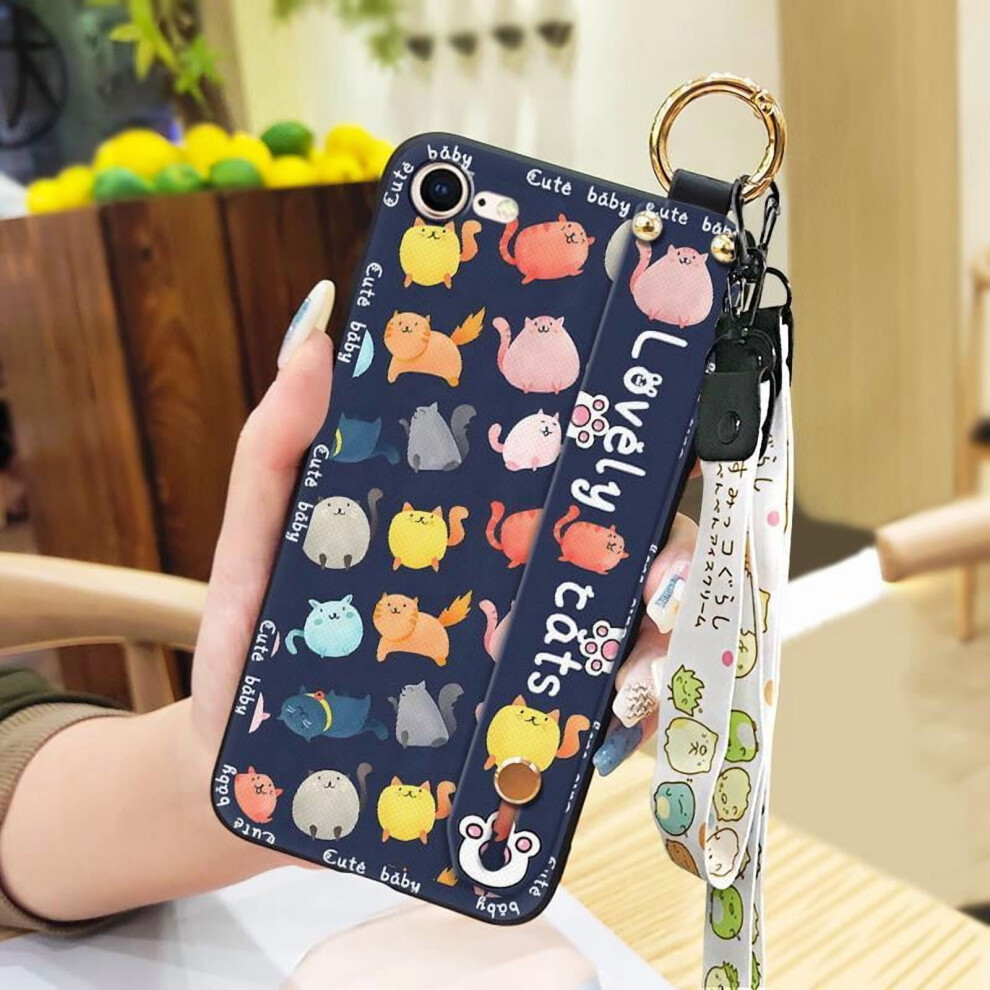 Cute Cartoon Silicone Phone Case With Lanyard & Kickstand For Iphone 7/8/Se 2020/Se2 Â Shockproof, Dirt-Resistant, Anti-Knock 9065194476865