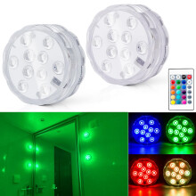 2 Pack Wireless Waterproof LED Vanity Lights for Bathroom/Shower, 16-Color Remote Control, Battery Powered, Compatible with Mirror Wall Ceiling