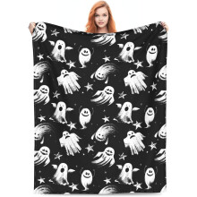 Halloween Ghost Reading Book Blanket 2025 New, Cozy Flannel Throw Blanket with Halloween Ghost Print for Couch Sofa Bed, for Adults & Teens, (L,D)