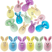 6-Pack Bunny Easter Eggs, 3.15" Fillable Plastic Eggs with Cute Bunny Face, 6 Colors – Compatible with Easter Egg Hunt & Basket Stuffers