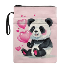 Panda Pattern Book Protector with Handle Waterproof Polyester Fabric Protector Wrap Bag for Reader Journals Planners Books 11.42 x 8.66 Inch