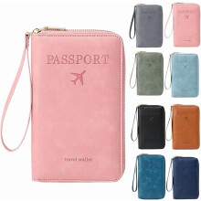 Passport Holder for Wallet, Blocking Document Organizer Clutch Bag, Credit Cards Case Cover Travel Wallet (Pink)