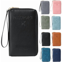 Passport Holder for Wallet, Blocking Document Organizer Clutch Bag, Credit Cards Case Cover Travel Wallet (Pink)