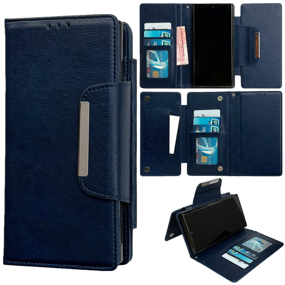 Wallet Case Compatible With Samsung Galaxy S25 Â Pu Leather Flip Folio, Rfid Blocking, Magnetic Closure, Kickstand, Shockproof, Dark Blue 9044386943828