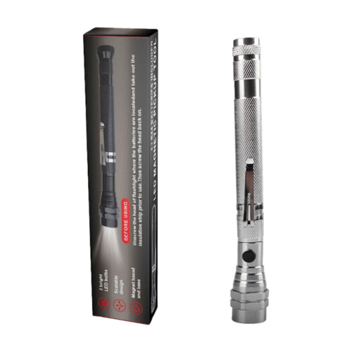 Silver Silver Magnetic Pickup Tool With Light And Retractable Design