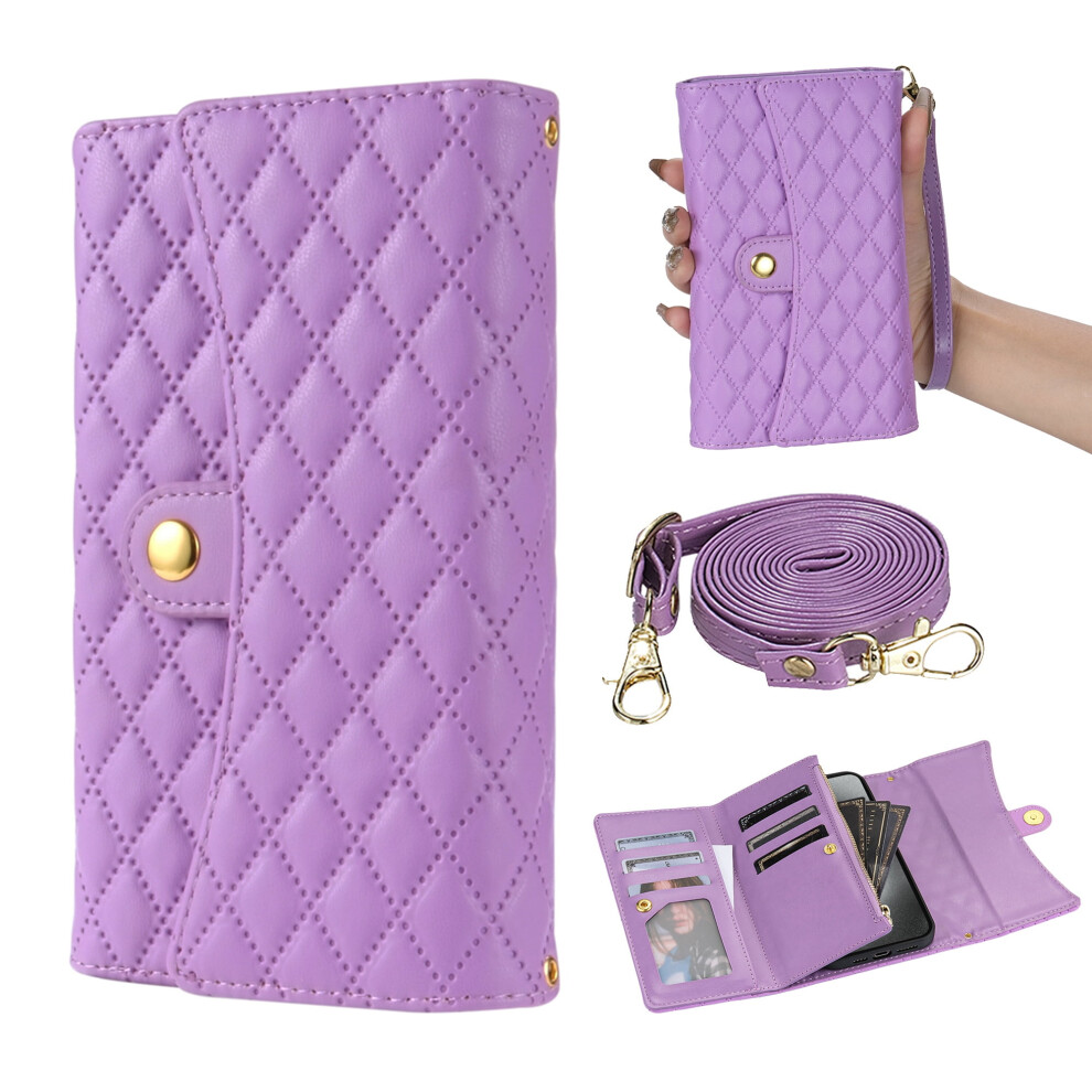 Compatible With Samsung Galaxy A05 Wallet Case Â Pu Leather Crossbody With Card Holder, Zipper Pocket & Strap Â Purple 9044386944399