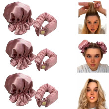 Satin Heatless Hair Curler 3 Sets, Heatless Curls for All Hair Types with Hair Caps