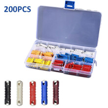 200-Pack Car Fuses 5A 8A 16A 25A 40A European Classic Vehicles Circuit Protection with Color-Coded Amp Ratings in Storage Box