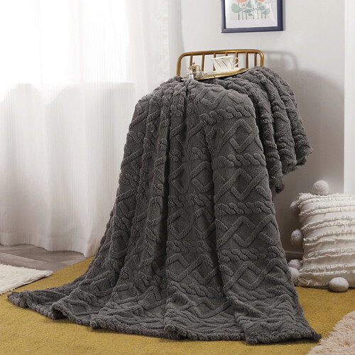 Polyester Nylon Throw Blanket 150 x 100 cm Dark Grey 1 Piece