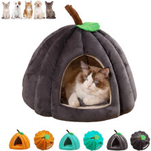 Pumpkin Cat Bed – Enclosed Warm Cave Nest with Removable Cushion, Compatible with Cats & Small Dogs
