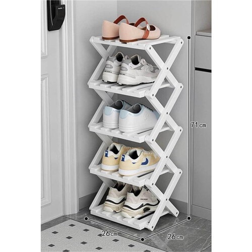 Bamboo Vertical Folding Shoe Rack Narrow