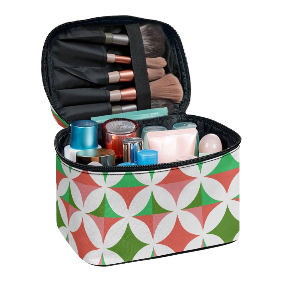 8.86 x 6.5 x 5.9 Inches Lightweight Makeup Bag Business Trips Travel Cosmetic Organizer Geometric Ring Pattern