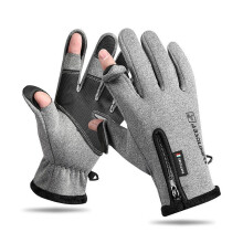 AuroraX Fleece-Lined Convertible Fingerless Gloves, Thermal Gray, Touchscreen-Compatible for Men – Fishing, Cycling, Outdoor