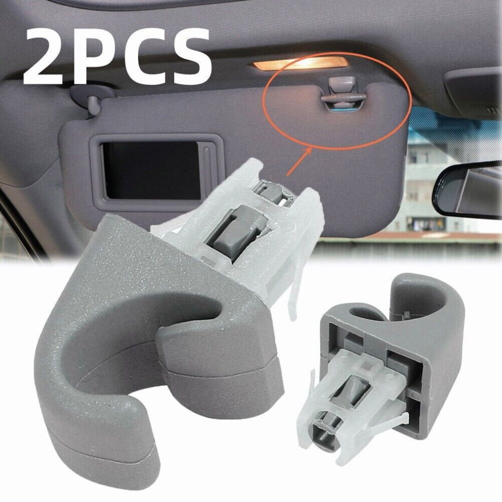 2Pcs Sun Visor Clip For Toyota Vehicles Gray 9044386837981