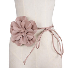 Cinturón bohemio de piel sintética con lazo grande de flores, largo y decorativo, accesorio de moda boho para vestidos y faldas.