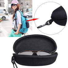 Large Glasses Case With Zipper Hard Shell Protective Eyeglass Pouch Travel Sunglasses Holder For Men Women Black Eyeglass Storage Pouch 17x8x6cm