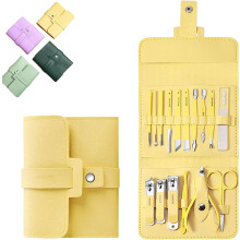 16PCS Portable Nail Clipper Set in Leather Case – Stainless Steel Manicure/Pedicure Kit for Men & Women, Travel Grooming Kit with Cuticle Trimmer