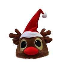 Light-Up Singing & Dancing Christmas Hat, Santa Hat with Motion Tunes, Compatible with Holiday Party Favors & Home/Office Decor