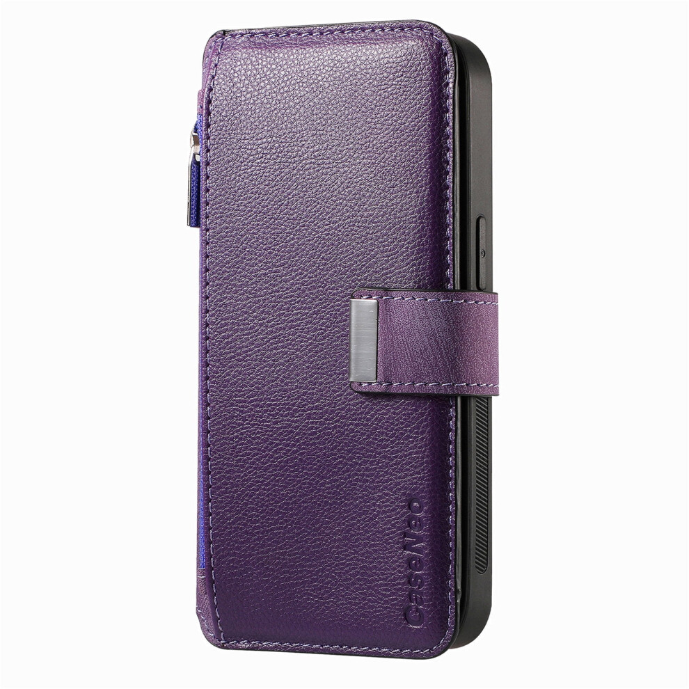 Allytechgroup Magnetic Wallet Case For Samsung Galaxy S25 Â Pu Leather, Credit Card Slot, Kickstand, Shockproof, Purple 9044386836472